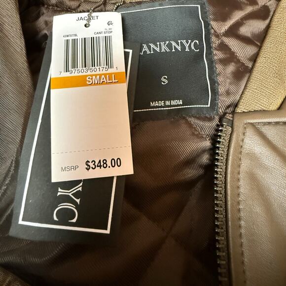 Leather Bomber Jacket Brown NWT Size S $348 - Picture 3 of 4